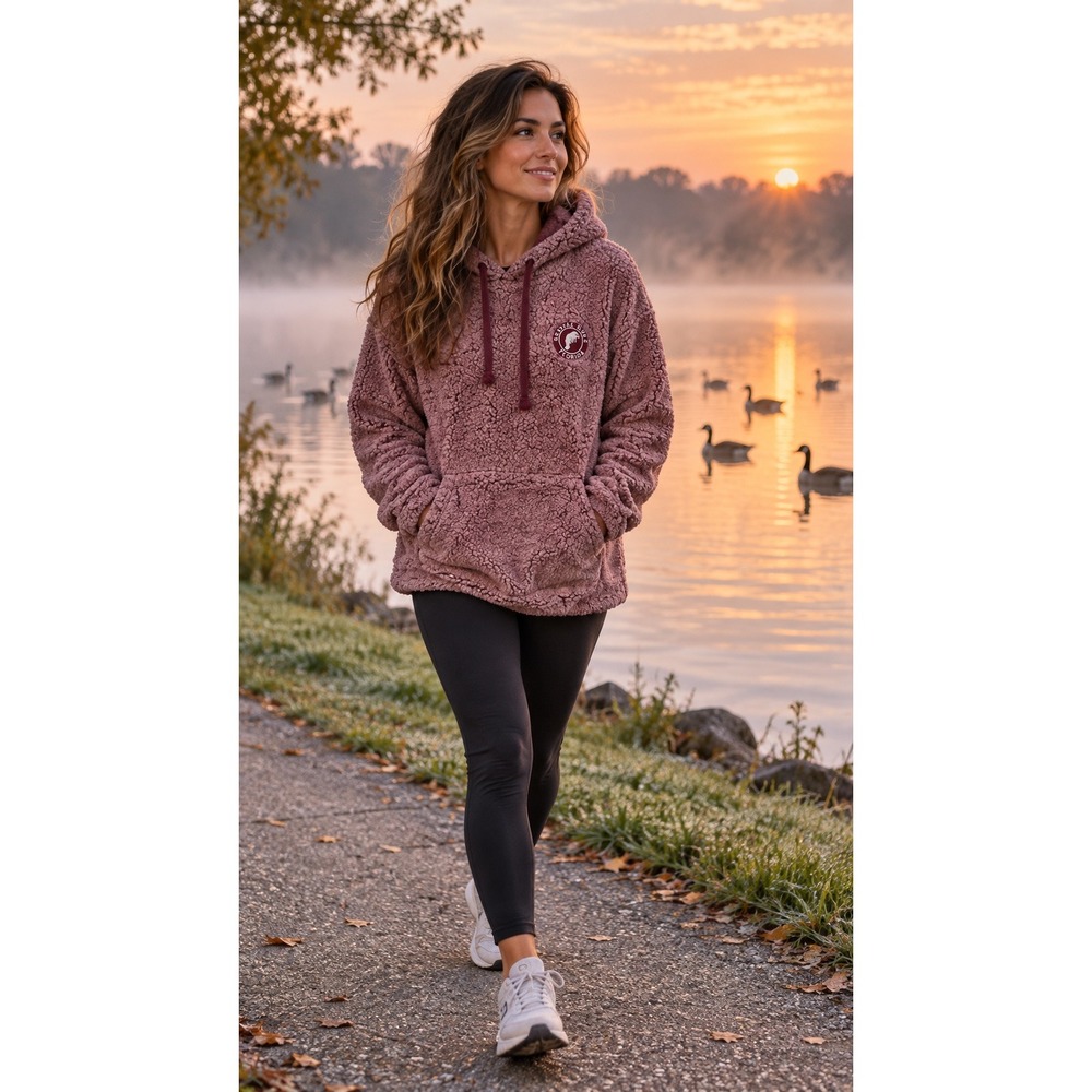 Salt Creek Apparel Crystal River Florida Sherpa Hoodie Mauve XL Manatee Pullover